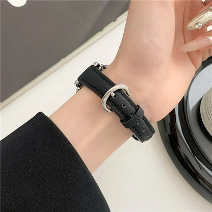 For Apple Watch Ultra 2 Ultra 49mm / 9 8 7 45mm / 6 5 4 SE (2023) SE (2022) SE 44mm / 3 2 1 42mm Slim Genuine Cow Leather Watch Band