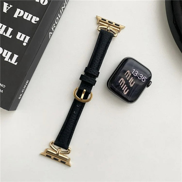For Apple Watch Ultra 2 Ultra 49mm / 9 8 7 45mm / 6 5 4 SE (2023) SE (2022) SE 44mm / 3 2 1 42mm Slim Genuine Cow Leather Watch Band