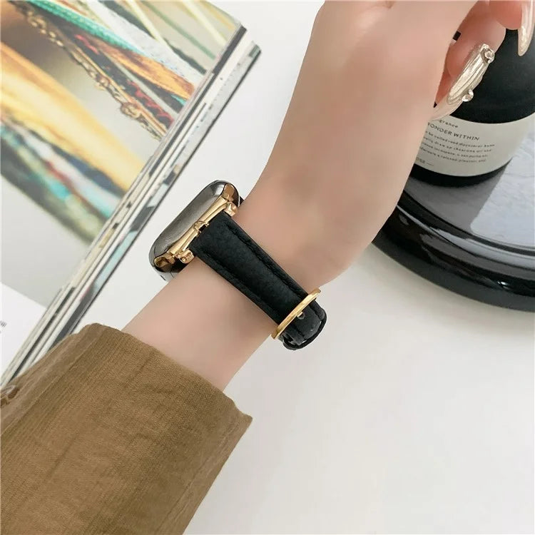 For Apple Watch Ultra 2 Ultra 49mm / 9 8 7 45mm / 6 5 4 SE (2023) SE (2022) SE 44mm / 3 2 1 42mm Slim Genuine Cow Leather Watch Band