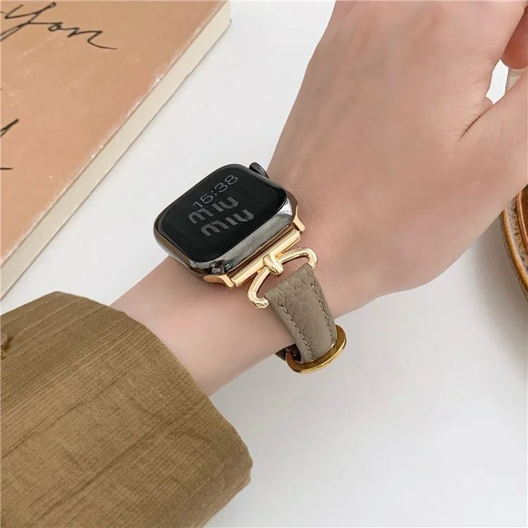 For Apple Watch Ultra 2 Ultra 49mm / 9 8 7 45mm / 6 5 4 SE (2023) SE (2022) SE 44mm / 3 2 1 42mm Slim Genuine Cow Leather Watch Band
