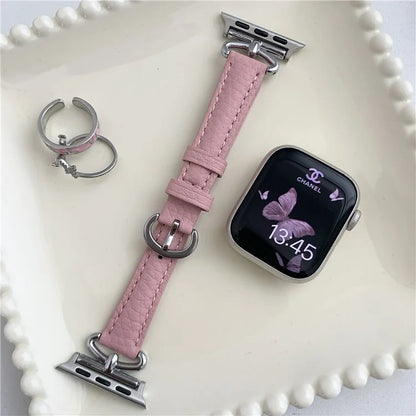 For Apple Watch Ultra 2 Ultra 49mm / 9 8 7 45mm / 6 5 4 SE (2023) SE (2022) SE 44mm / 3 2 1 42mm Slim Genuine Cow Leather Watch Band