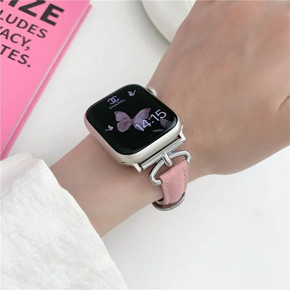 For Apple Watch Ultra 2 Ultra 49mm / 9 8 7 45mm / 6 5 4 SE (2023) SE (2022) SE 44mm / 3 2 1 42mm Slim Genuine Cow Leather Watch Band
