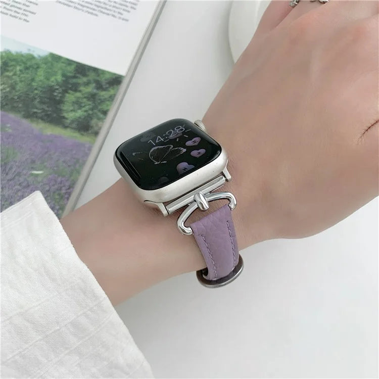 For Apple Watch Ultra 2 Ultra 49mm / 9 8 7 45mm / 6 5 4 SE (2023) SE (2022) SE 44mm / 3 2 1 42mm Slim Genuine Cow Leather Watch Band