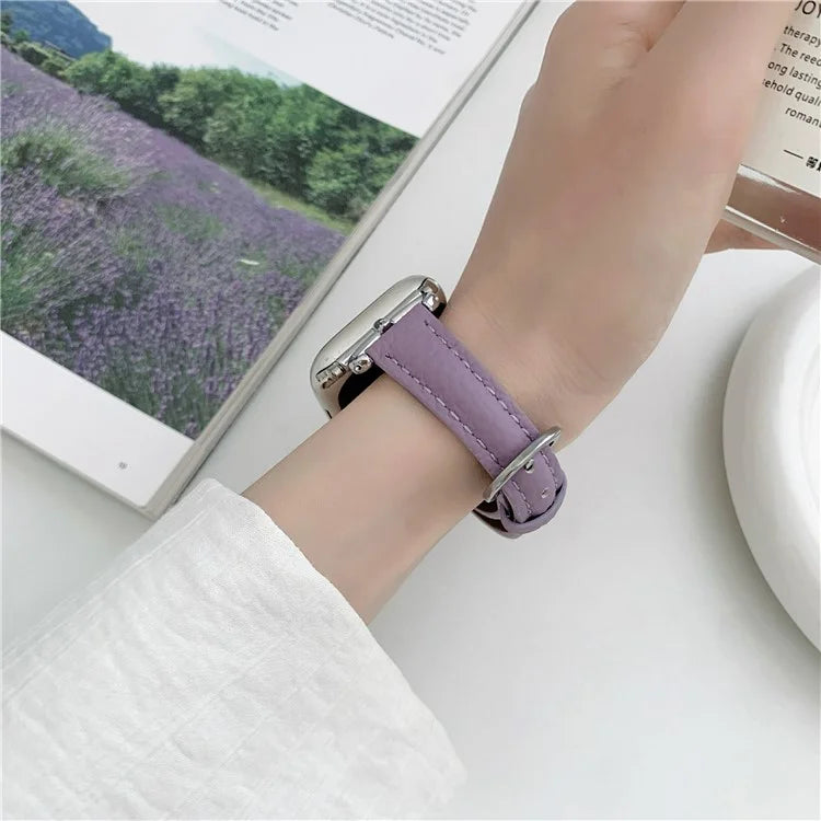 For Apple Watch Ultra 2 Ultra 49mm / 9 8 7 45mm / 6 5 4 SE (2023) SE (2022) SE 44mm / 3 2 1 42mm Slim Genuine Cow Leather Watch Band