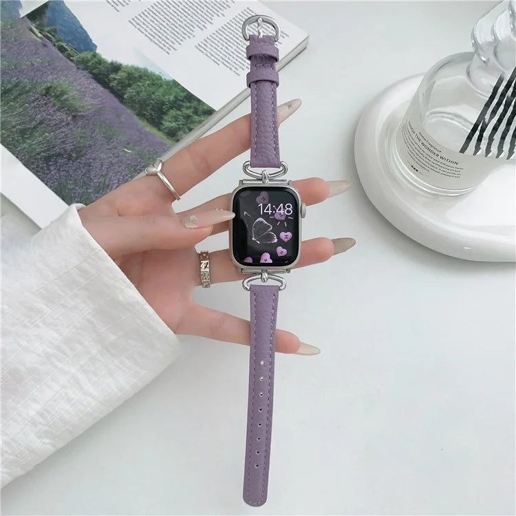 For Apple Watch Ultra 2 Ultra 49mm / 9 8 7 45mm / 6 5 4 SE (2023) SE (2022) SE 44mm / 3 2 1 42mm Slim Genuine Cow Leather Watch Band