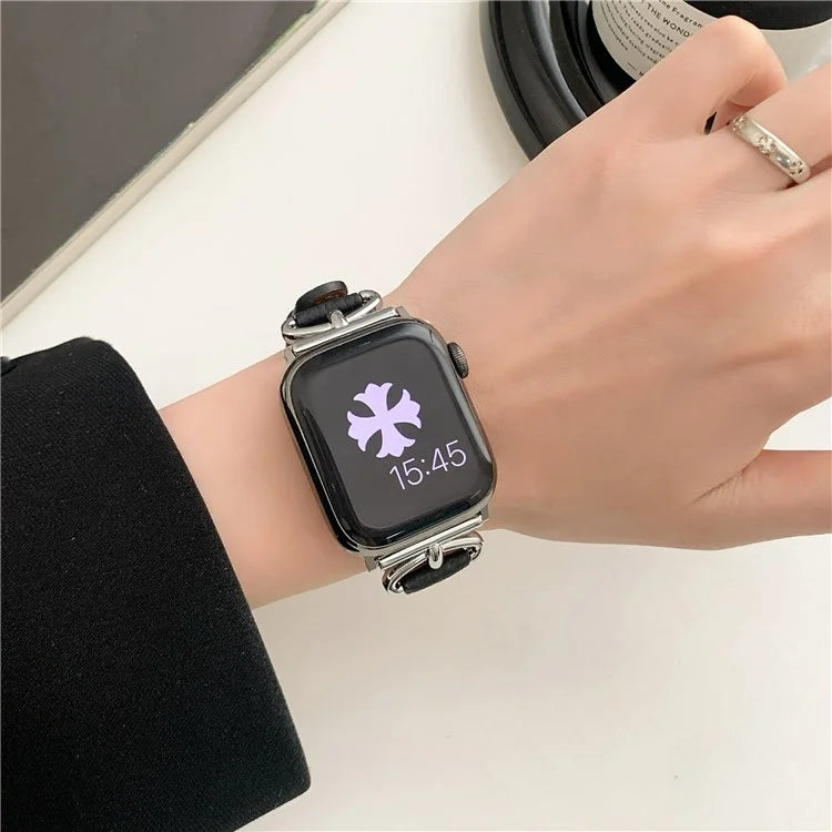For Apple Watch Series 9 8 7 41mm / 6 5 4 SE (2022) SE (2023) SE 40mm / 3 2 1 38mm Watch Band Genuine Cow Leather Strap