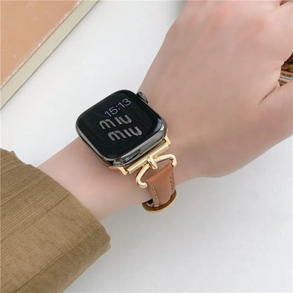 For Apple Watch Series 9 8 7 41mm / 6 5 4 SE (2022) SE (2023) SE 40mm / 3 2 1 38mm Watch Band Genuine Cow Leather Strap