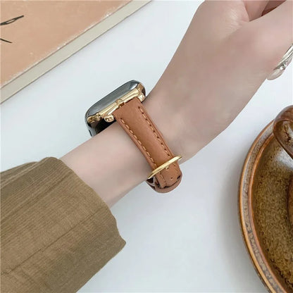 For Apple Watch Series 9 8 7 41mm / 6 5 4 SE (2022) SE (2023) SE 40mm / 3 2 1 38mm Watch Band Genuine Cow Leather Strap