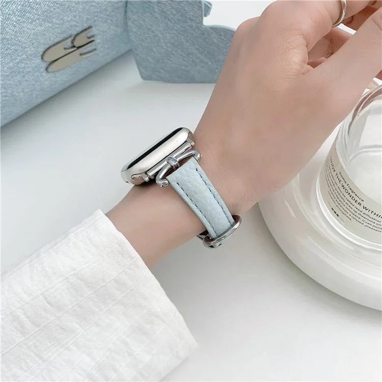 For Apple Watch Series 9 8 7 41mm / 6 5 4 SE (2022) SE (2023) SE 40mm / 3 2 1 38mm Watch Band Genuine Cow Leather Strap