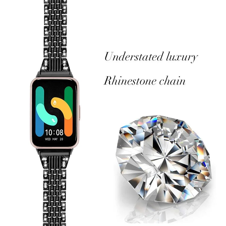 For Samsung Galaxy Fit3 SM-R390 Watch Band 5.2"-8.6" Adjustable Watch Strap with Shiny Rhinestone