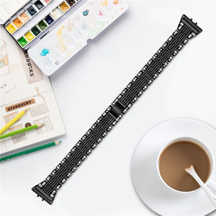 For Samsung Galaxy Fit3 SM-R390 Watch Band 5.2"-8.6" Adjustable Watch Strap with Shiny Rhinestone
