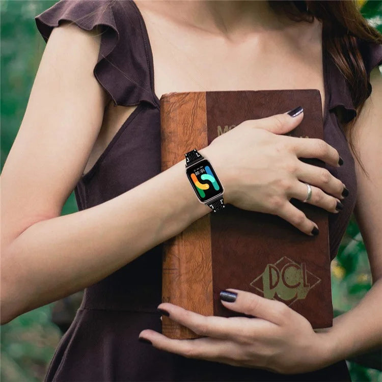 For Samsung Galaxy Fit3 SM-R390 Watch Band 5.2"-8.6" Adjustable Watch Strap with Shiny Rhinestone