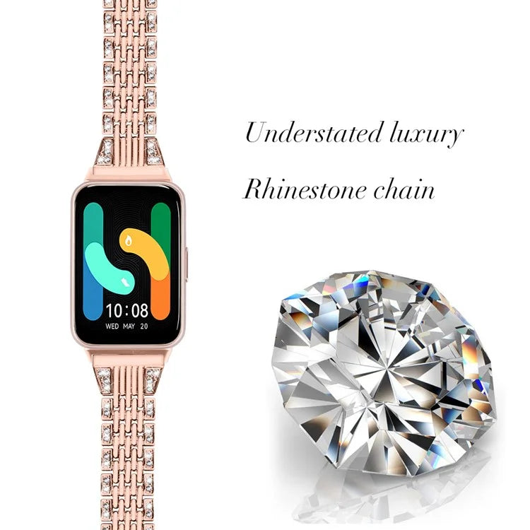 For Samsung Galaxy Fit3 SM-R390 Watch Band 5.2"-8.6" Adjustable Watch Strap with Shiny Rhinestone