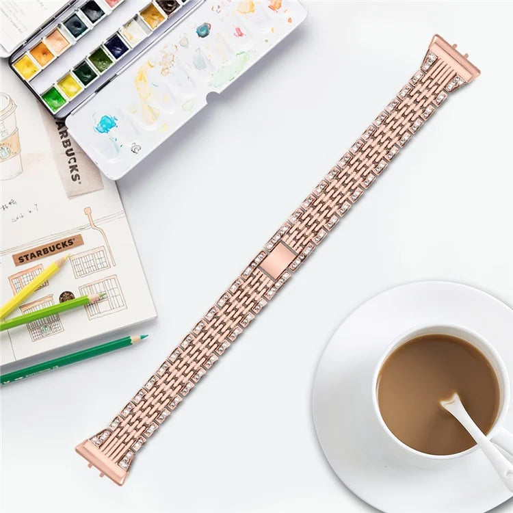 For Samsung Galaxy Fit3 SM-R390 Watch Band 5.2"-8.6" Adjustable Watch Strap with Shiny Rhinestone
