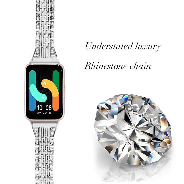 For Samsung Galaxy Fit3 SM-R390 Watch Band 5.2"-8.6" Adjustable Watch Strap with Shiny Rhinestone