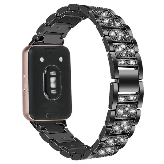 For Samsung Galaxy Fit3 SM-R390 Strap Replacement Shiny Rhinestone Metal Smart Watch Band