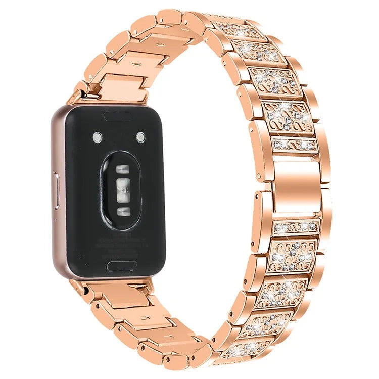 For Samsung Galaxy Fit3 SM-R390 Strap Replacement Shiny Rhinestone Metal Smart Watch Band