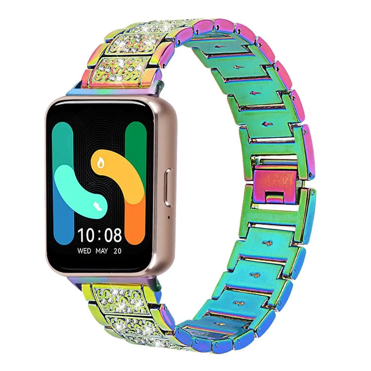 For Samsung Galaxy Fit3 SM-R390 Strap Replacement Shiny Rhinestone Metal Smart Watch Band