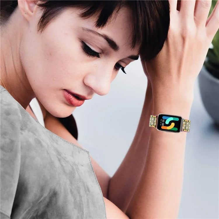 For Samsung Galaxy Fit3 SM-R390 Strap Replacement Shiny Rhinestone Metal Smart Watch Band