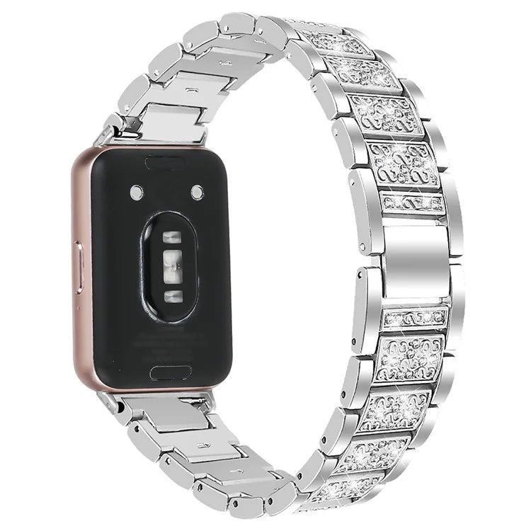 For Samsung Galaxy Fit3 SM-R390 Strap Replacement Shiny Rhinestone Metal Smart Watch Band