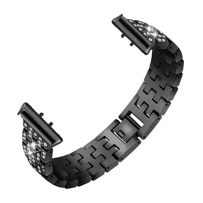 For Samsung Galaxy Fit3 SM-R390 Metal Watch Band Rhinestone Decor 5-Bead Wrist Strap