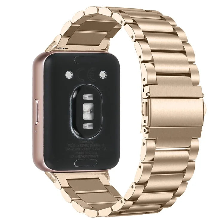 For Samsung Galaxy Fit3 SM-R390 Stainless Steel 3 Beads Wrist Band Replacement Smartwatch Strap