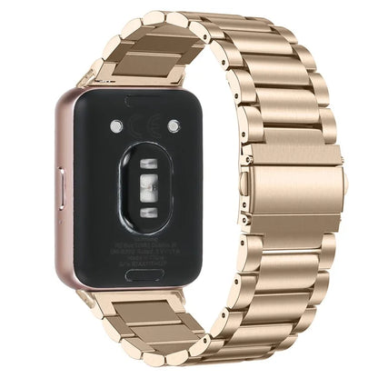 For Samsung Galaxy Fit3 SM-R390 Stainless Steel 3 Beads Wrist Band Replacement Smartwatch Strap