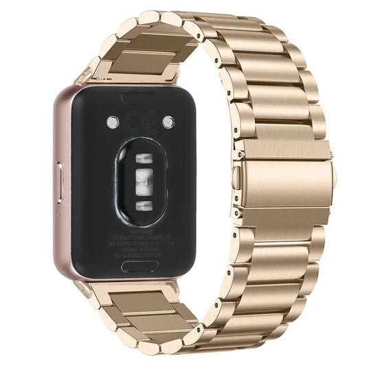 For Samsung Galaxy Fit3 SM-R390 Stainless Steel 3 Beads Wrist Band Replacement Smartwatch Strap