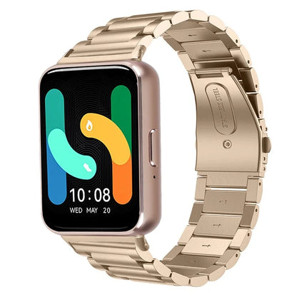 For Samsung Galaxy Fit3 SM-R390 Stainless Steel 3 Beads Wrist Band Replacement Smartwatch Strap