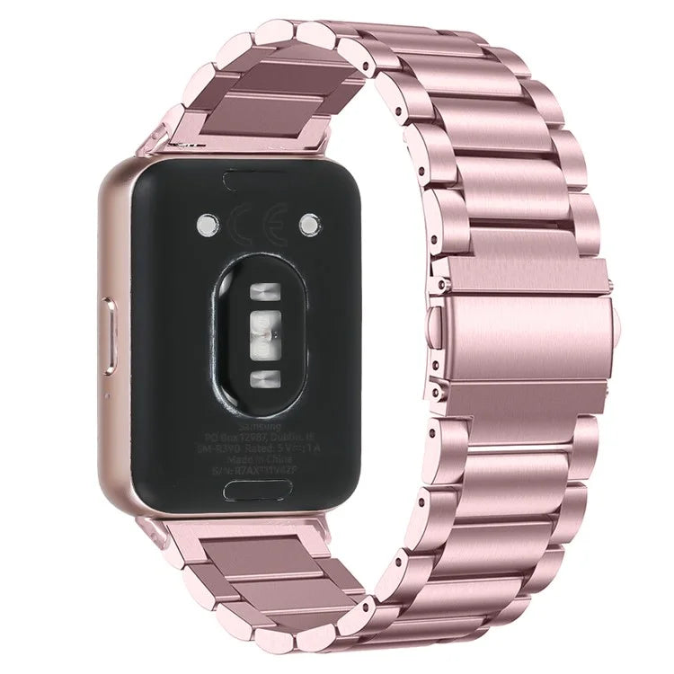 For Samsung Galaxy Fit3 SM-R390 Stainless Steel 3 Beads Wrist Band Replacement Smartwatch Strap