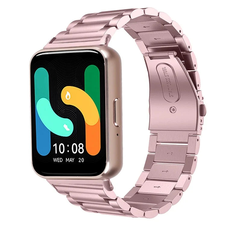 For Samsung Galaxy Fit3 SM-R390 Stainless Steel 3 Beads Wrist Band Replacement Smartwatch Strap