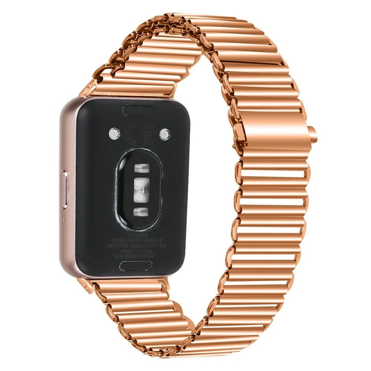 For Samsung Galaxy Fit3 SM-R390 Stainless Steel Watch Band Electroplating Color Wrist Strap