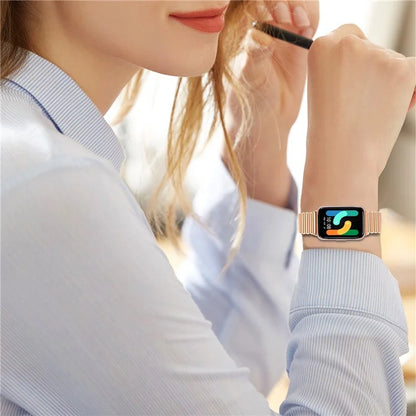 For Samsung Galaxy Fit3 SM-R390 Stainless Steel Watch Band Electroplating Color Wrist Strap