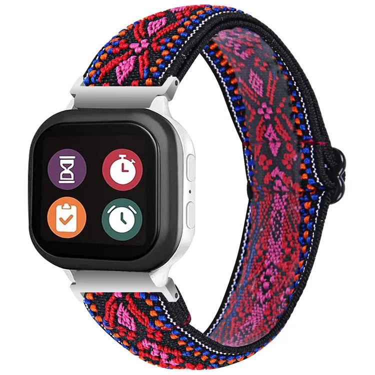 For Verizon Gizmo Watch 3 Elastic Jacquard Fabric Watch Strap Replacement