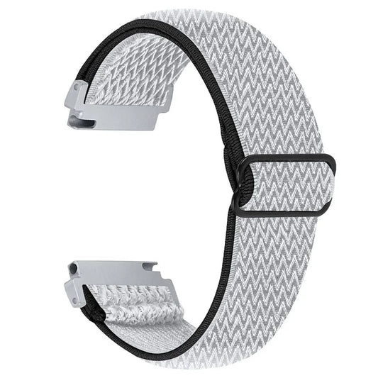 For Verizon Gizmo Watch 3 Elastic Wrist Band Wavy Pattern Woven Nylon Watch Strap+White