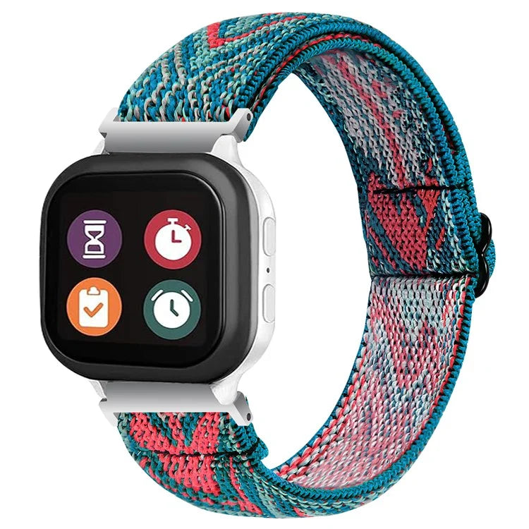 For Verizon Gizmo Watch 3 Elastic Nylon Strap Stylish Pattern Smartwatch Band