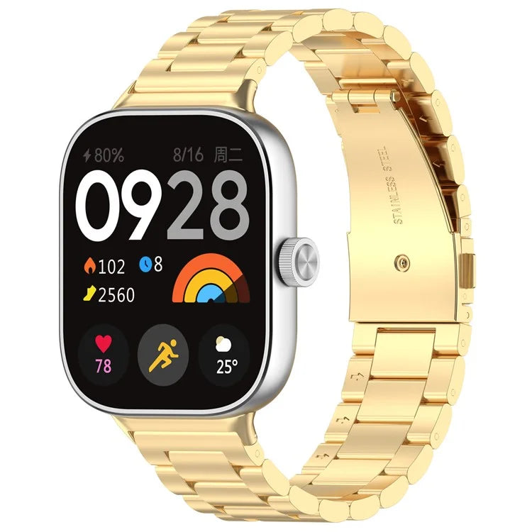 For Xiaomi Redmi Watch 4 / Smart Band 8 Pro Replacement Strap 3-Bead Stainless Steel Watch Band