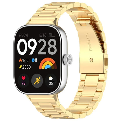 For Xiaomi Redmi Watch 4 / Smart Band 8 Pro Replacement Strap 3-Bead Stainless Steel Watch Band