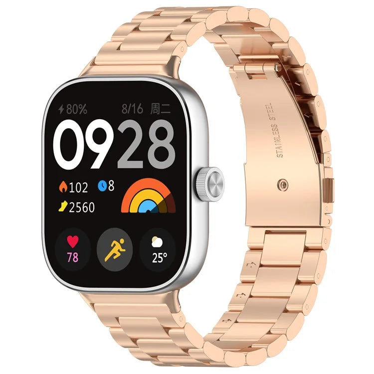 For Xiaomi Redmi Watch 4 / Smart Band 8 Pro Replacement Strap 3-Bead Stainless Steel Watch Band