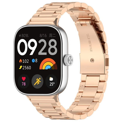 For Xiaomi Redmi Watch 4 / Smart Band 8 Pro Replacement Strap 3-Bead Stainless Steel Watch Band