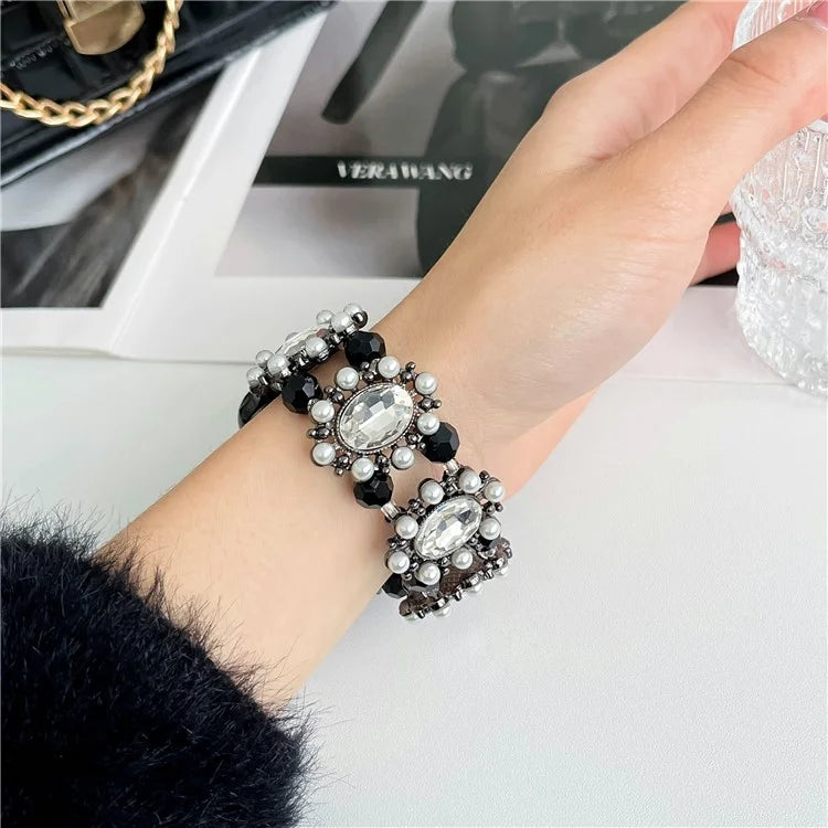 For Apple Watch Series 9 8 7 41mm  /  6 5 4 SE (2023) SE (2022) SE 40mm  /  3 2 1 38mm Wrist Strap Beaded Pearl Decor Watchband
