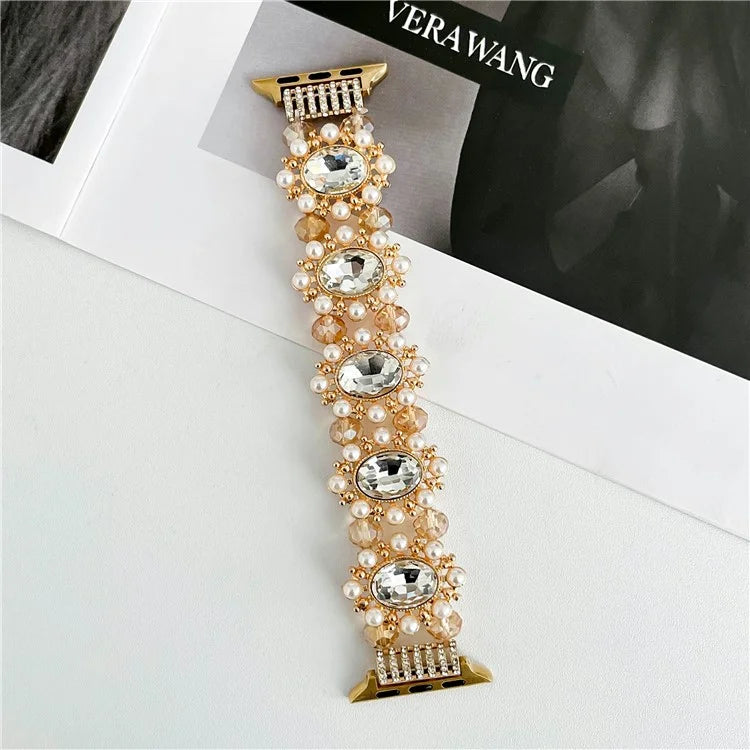 For Apple Watch Series 9 8 7 41mm  /  6 5 4 SE (2023) SE (2022) SE 40mm  /  3 2 1 38mm Wrist Strap Beaded Pearl Decor Watchband
