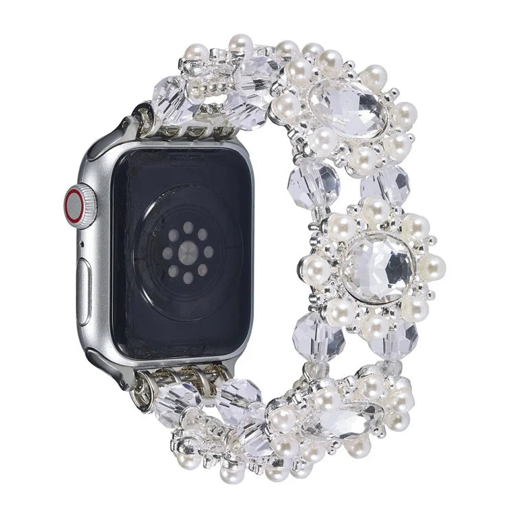 For Apple Watch Series 9 8 7 41mm  /  6 5 4 SE (2023) SE (2022) SE 40mm  /  3 2 1 38mm Wrist Strap Beaded Pearl Decor Watchband