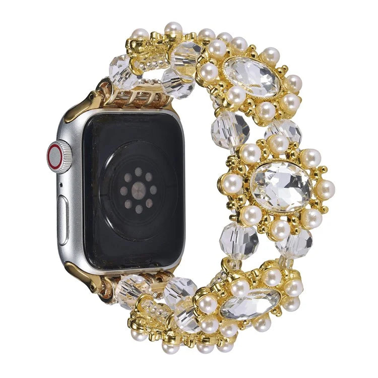 For Apple Watch Series 9 8 7 41mm  /  6 5 4 SE (2023) SE (2022) SE 40mm  /  3 2 1 38mm Wrist Strap Beaded Pearl Decor Watchband