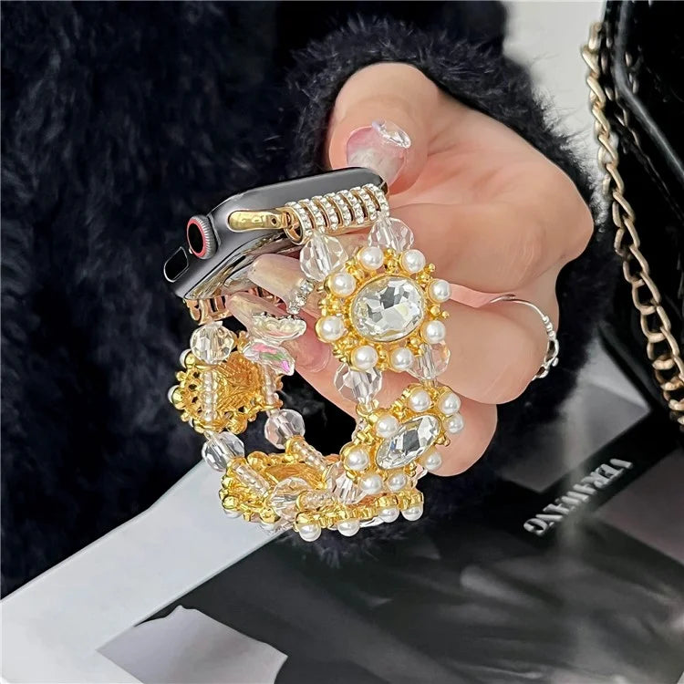 For Apple Watch Series 9 8 7 41mm  /  6 5 4 SE (2023) SE (2022) SE 40mm  /  3 2 1 38mm Wrist Strap Beaded Pearl Decor Watchband