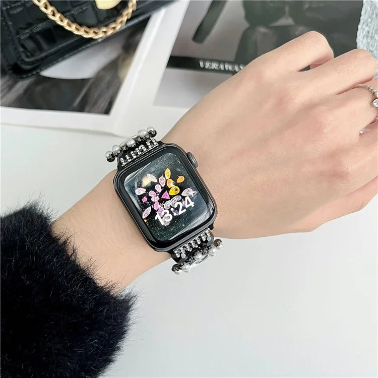For Apple Watch Ultra 2 Ultra 49mm / 9 8 7 45mm / 6 5 4 SE (2023) SE (2022) SE 44mm / 3 2 1 42mm Pearl Bracelet Watch Band