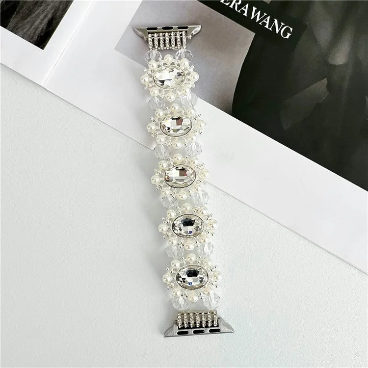 For Apple Watch Ultra 2 Ultra 49mm / 9 8 7 45mm / 6 5 4 SE (2023) SE (2022) SE 44mm / 3 2 1 42mm Pearl Bracelet Watch Band