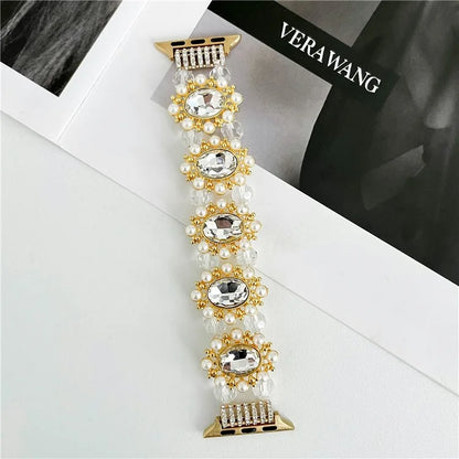 For Apple Watch Ultra 2 Ultra 49mm / 9 8 7 45mm / 6 5 4 SE (2023) SE (2022) SE 44mm / 3 2 1 42mm Pearl Bracelet Watch Band
