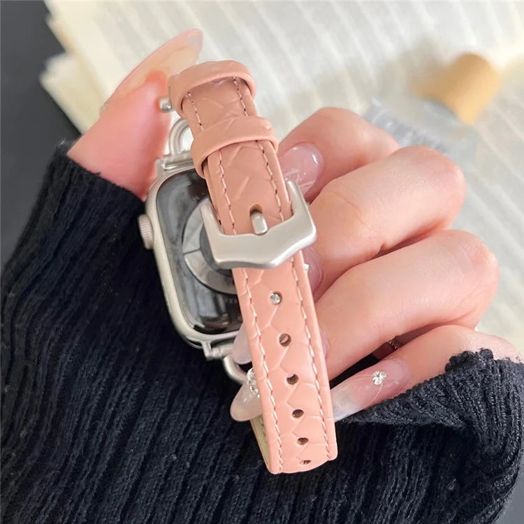 For Apple Watch Series 9 8 7 41mm / 6 5 4 SE (2023) SE (2022) SE 40mm / 3 2 1 38mm Genuine Cow Leather Band Replacement Bracelet