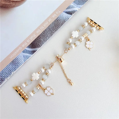 For Apple Watch Series 9 8 7 41mm / 6 5 4 SE (2023) SE (2022) SE 40mm / 3 2 1 38mm Clover Strap Beaded Bracelet Band